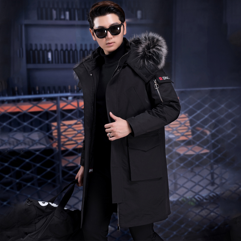 

JKP new fur one autumn and winter fur men's wear to overcome the long coat in the liner, Black