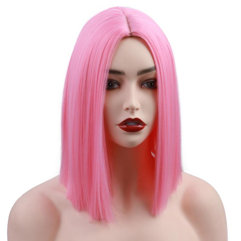 

ONYX Short Synthetic Wig Straight Female Bob Hair Wig High Temperature Middle Part for Cosplay Party, Blue