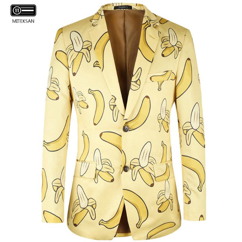 

Men' Suits & Blazers 2021 Casual Beach Men Two Buttons Banana Print Jacket Mens Fancy Costume Hombre Floral Party Suit Terno Masculina, Festival 3