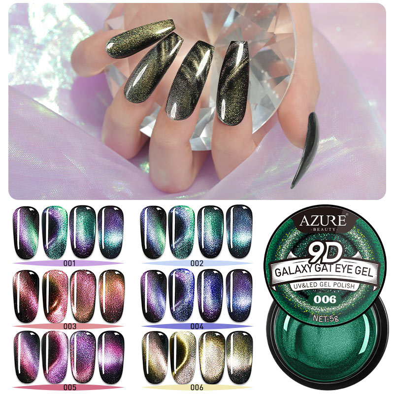 

Beauty 9D Chameleon Cat Eyes UV Gel Polish Soak Off Color Changing Magnetic Led Nail Varnish Long Lasting Galaxy Gel, Black base