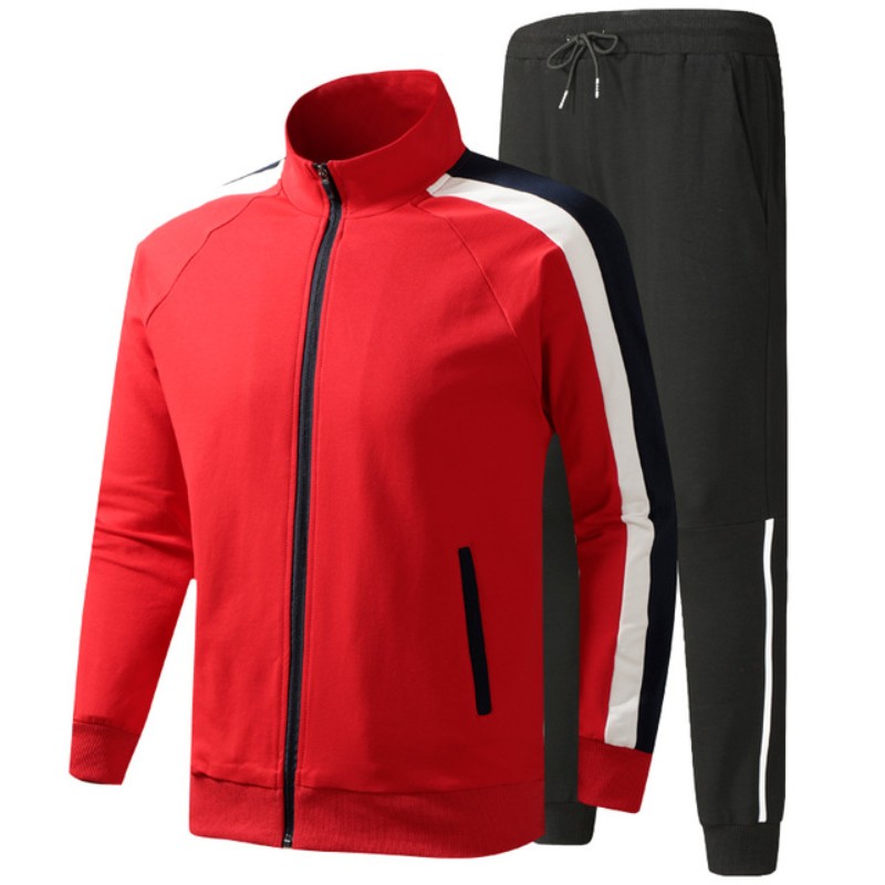 

Men's pure cotton Autumn Tracksuits Man Sportswear Jacket+Pants 2PCS Sets Casual Sweatsuit Male's Walking women Running Sets, Black