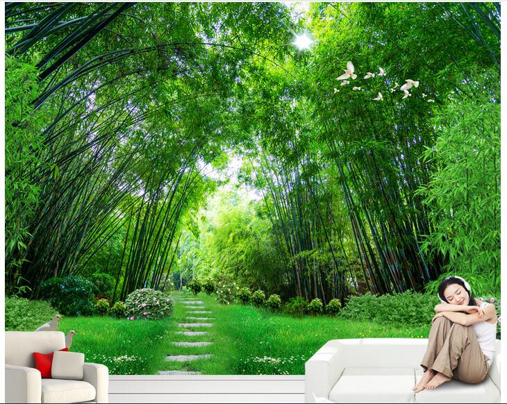 

WDBH custom photo 3d wallpaper Bamboo Forest Trail tv background painting home decor living room 3d wall mural wallpaper for walls 3 d, Non-woven