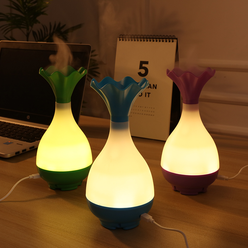 

USB Air Humidifier Ultrasonic Diffuser with LED Night Light Mist Purifier Atomizer Purifier Vase for Home