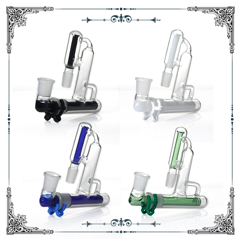 

New Arrival Recycle Glass Ash Catcher Mix Color 90 degree 18.8mm Ashcatchers With Downstem Glass Bongs Accessories