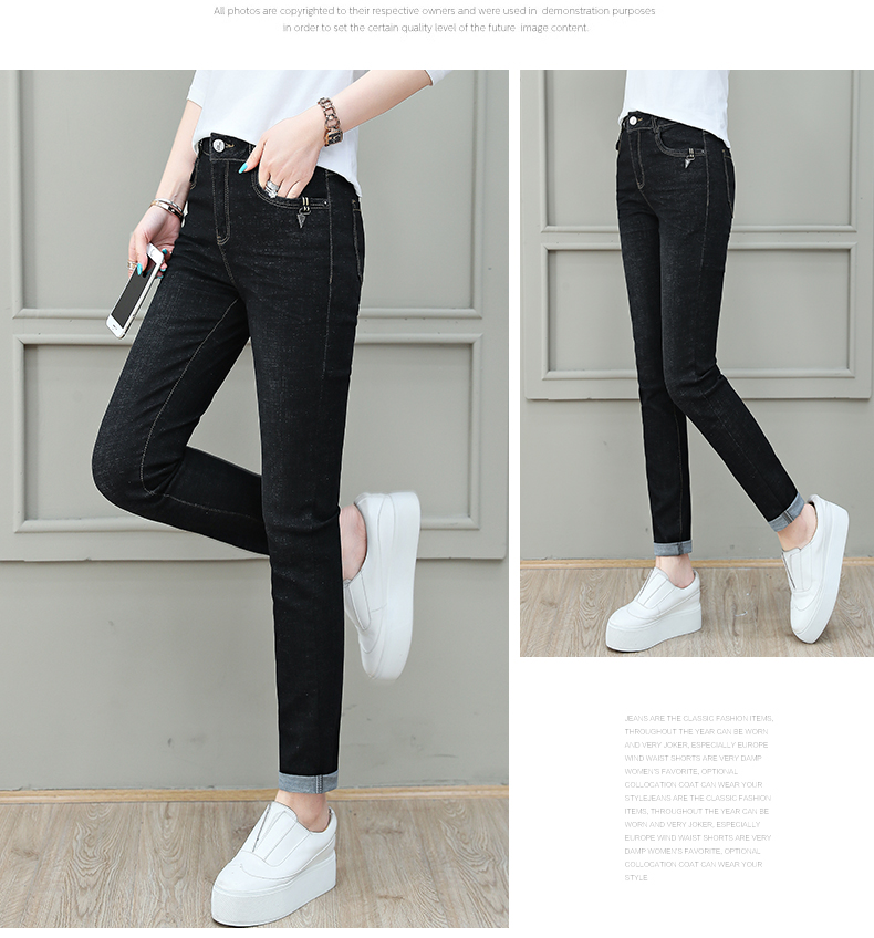 

Black New Age Season Light Thin Woman Straight Canister Child Chic Female Trousers