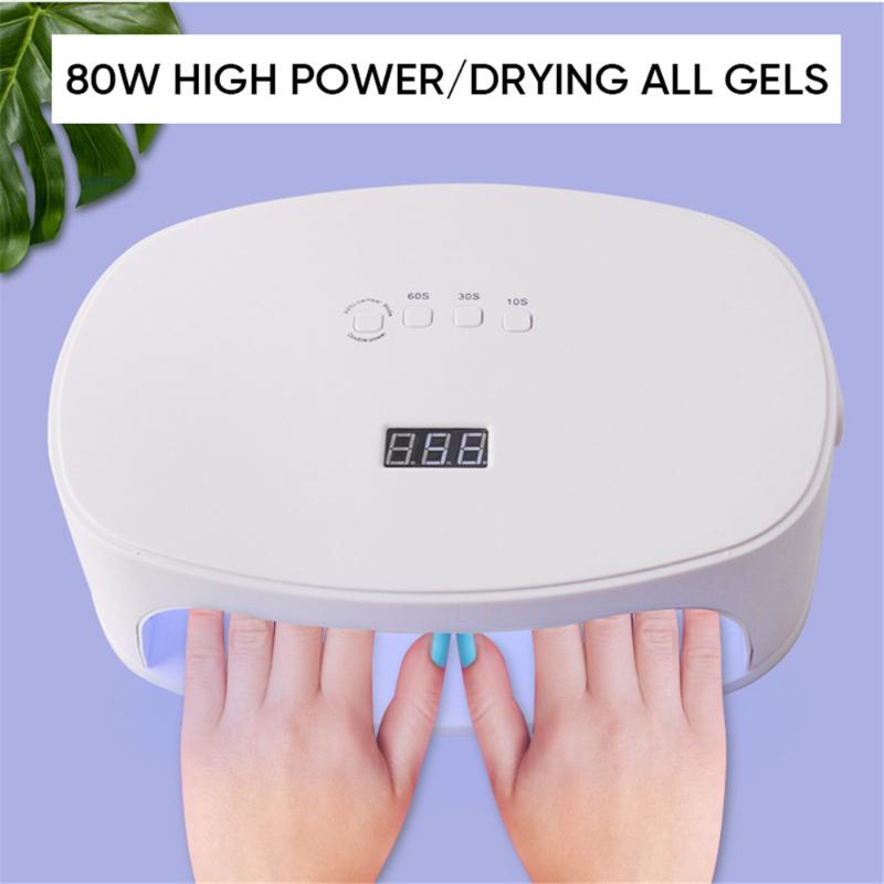 

80W USB Nail Lamp Infrared intelligent induction Intelligent display time 42 LED/UV Double light source lamp beads, White