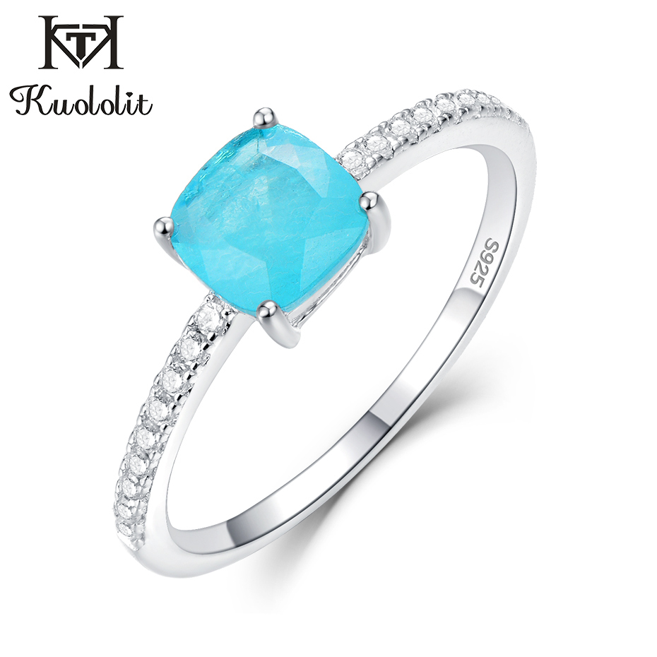 

Kuololit Paraiba Tourmaline Gemstone Rings for Women Girls Solid 925 Sterling Silver Emerald Tanzanite Wedding Band Fine Jewelry LY191226