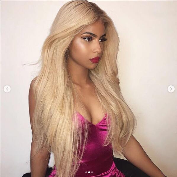 

Beautiful Long ombre Blonde Wavy Wig baby hair lace front wig Honey Blonde wigs for women