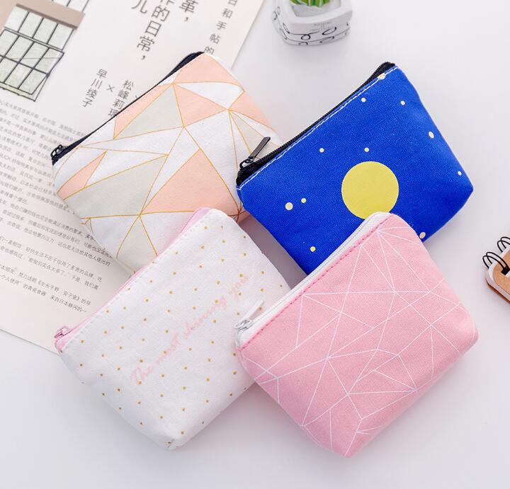 

10pcs Geometry Patten Printing Zipper Coin Purses