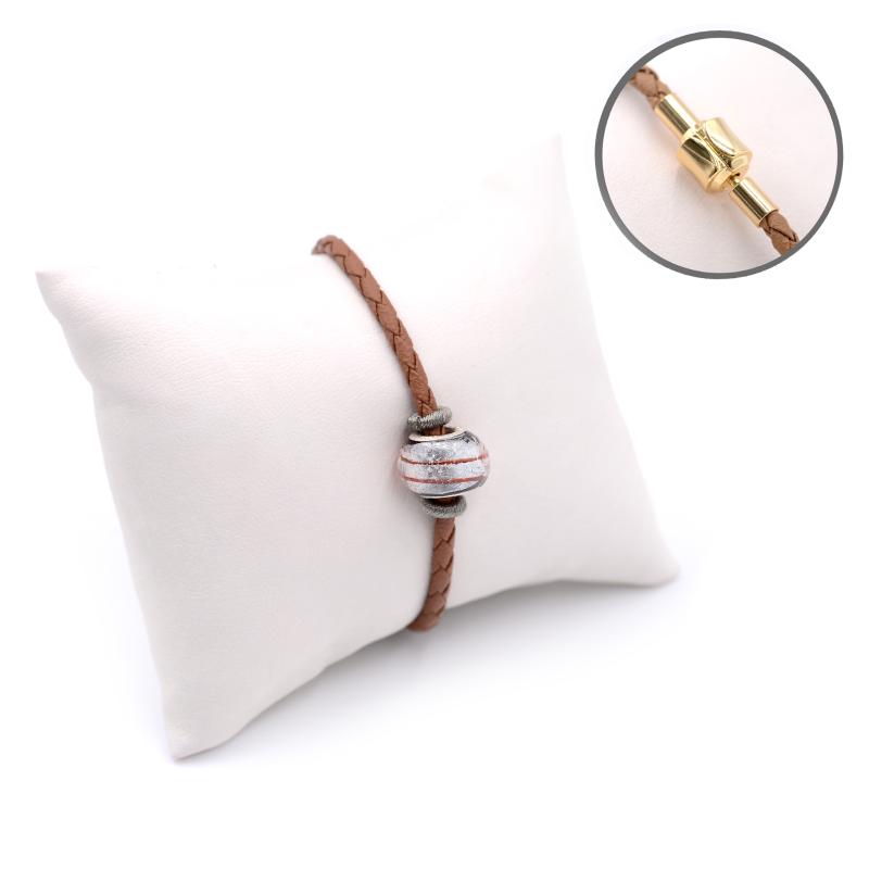 

Handmade Brown Women Silver Bangle Skybp0107