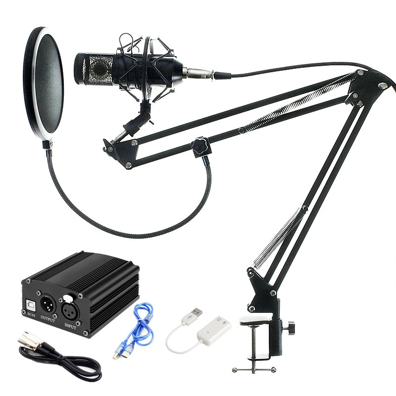 

Full Set Microphone Professional BM800 Condenser KTV Microphone Pro Audio Studio Vocal Recording Mic + Metal Shock Mount
