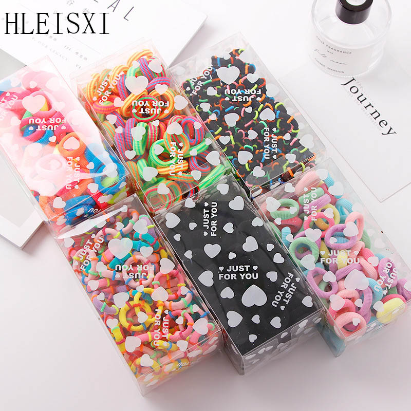 

100 PC/Lot Fashion Colorful Cute Ponytail Children Elastic Hair Bands Casual Headwear For Kids Hair Accessories Ties Sale