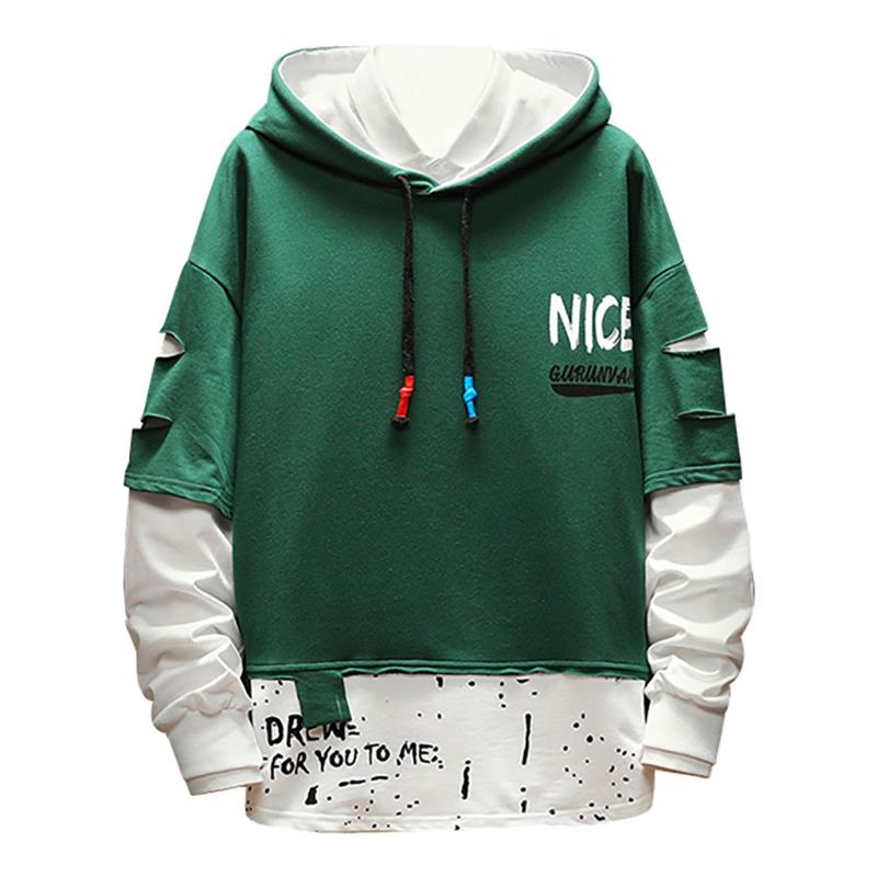

Patchwork Hoodies Sweatshirts Pullover Men Splicing Button Pullover Long Sleeve Hooded Sweatshirt Tops Blouse Hooded Sportswear, Red