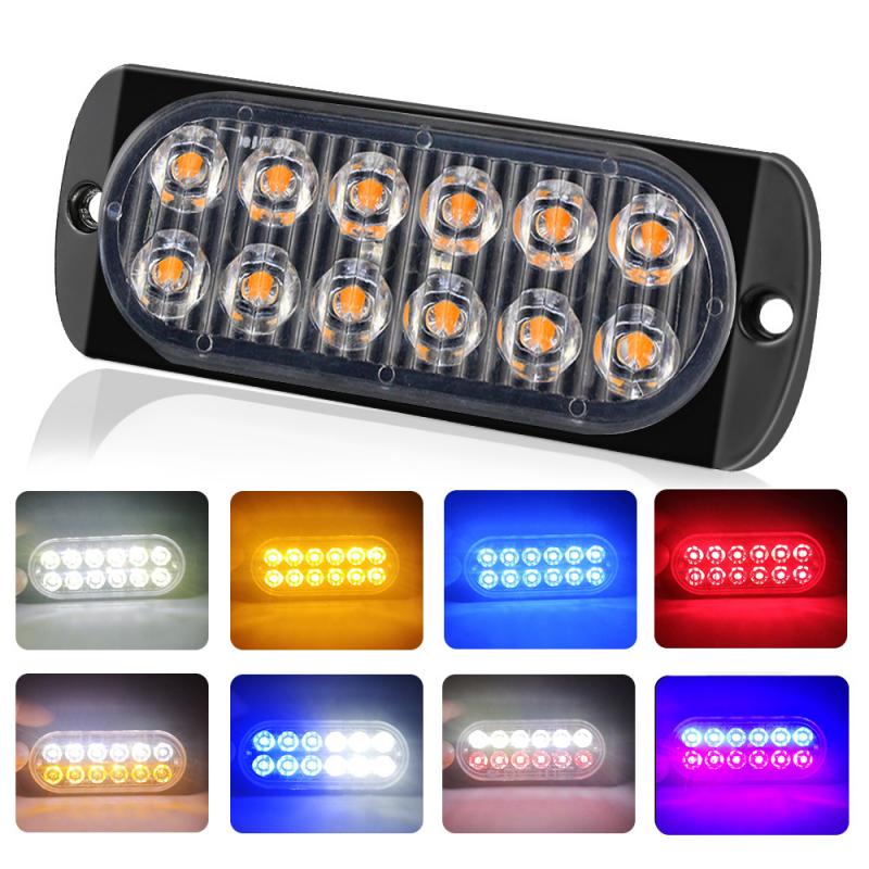 

Flash Amber 12-LED Car Truck Emergency Beacon Warning Hazard Strobe Light Bars Ultra-thin Side Light Glowing Car Warning, As pic