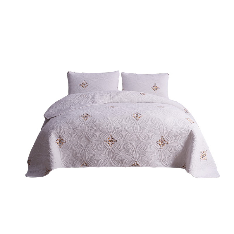 

White Embroidery Cotton Bedcover Bedspread Quilted Quilts Home Bedding Set Coverlets KingSize MattressTopper Quilted Sheets Patchwork Quilts