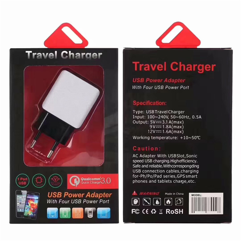 

wall charger Quick Us Ac home power adapter 5V 2.5A 9V 1.8A Qc 2.0 Adapter for iphone with retail box