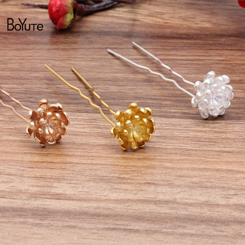 

Other BoYuTe Wholesale (10 Pieces/Lot) Alloy 19MM Flower Hair Stick With Loop Diy Hand Made Retro Jewelry Accessories
