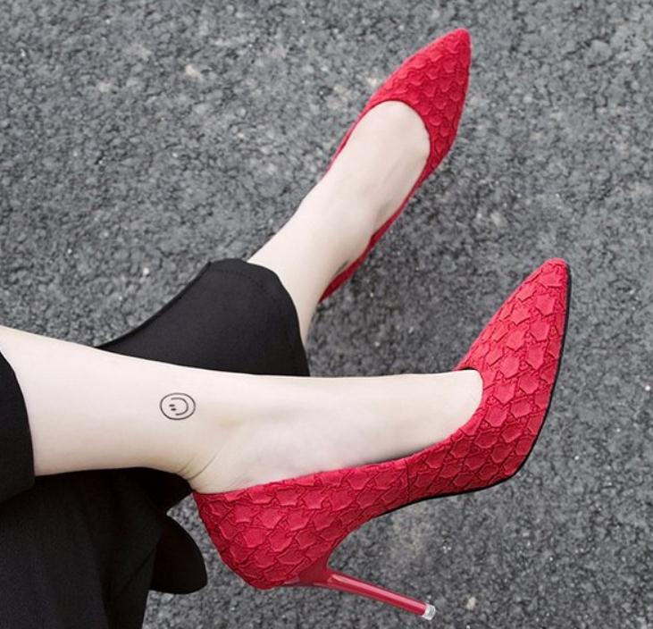 

2019 Suede Women's shoes in Spring and Autumn with New style High heel fine heel pointed end @25, Red