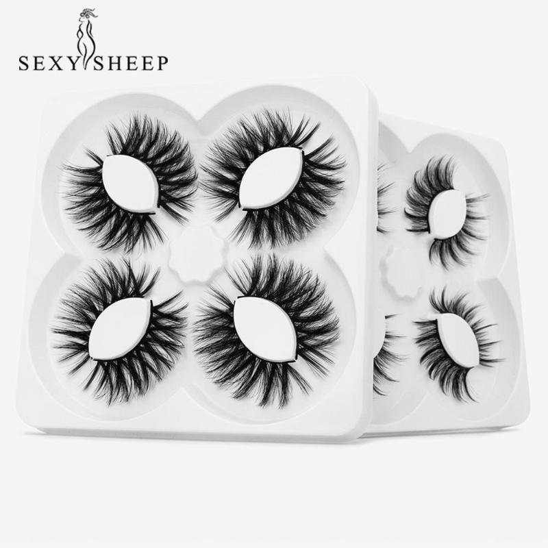 

4 pairs Faux Mink lashes 15-20mm false eyelashes fake lashes makeup tools extension Natural Wispy Dramatic Volume mink eyelashes