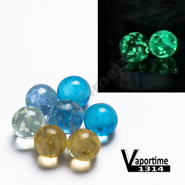 

6mm Glass Terp Dab Pearls Insert Bead Luminous Glowing In Dark Blue Clear Orange For Flat Top Quartz Banger Nails Oil Rig 820