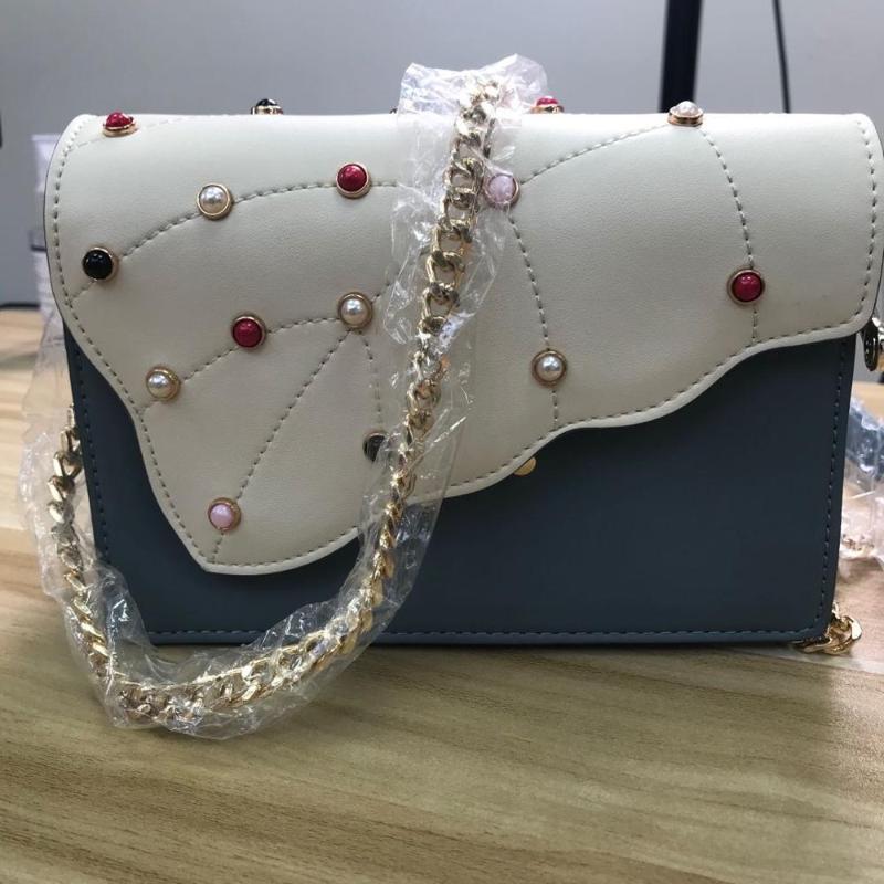 

Pearl decoration women's bag single shoulder chain bag high quality women's design, Blue