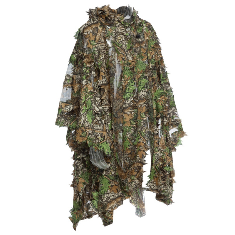 

Camo 3D Leaf cloak Yowie Ghillie Breathable Open Poncho Type Camouflage Birdwatching Poncho Suit, Green