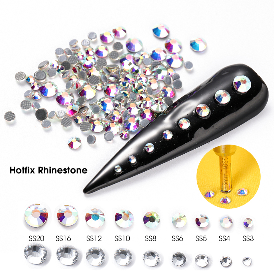 

1440pcs/lot 3D Crystal Strass Hotfix Rhinestone Iron On Nails Decoration Garment Flatback Glass Stone Hot Fix DIY Accessories