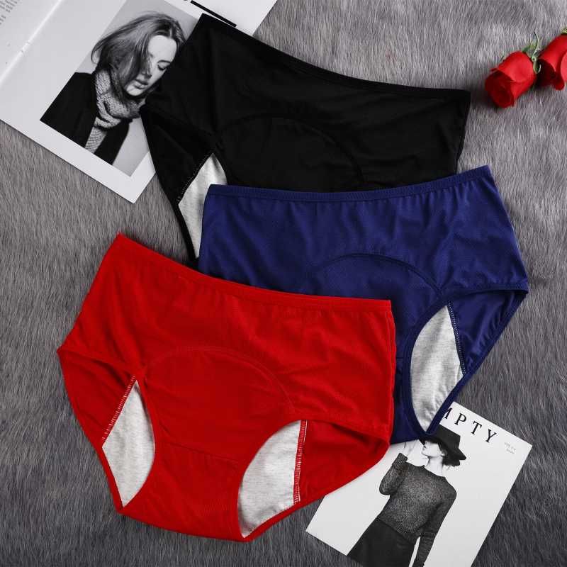 

3pcs/lot -6XL Physiological Panties Solid Color Lady Briefs Plus Size Women Menstrual Underwear Soft High Quality Underpants 30