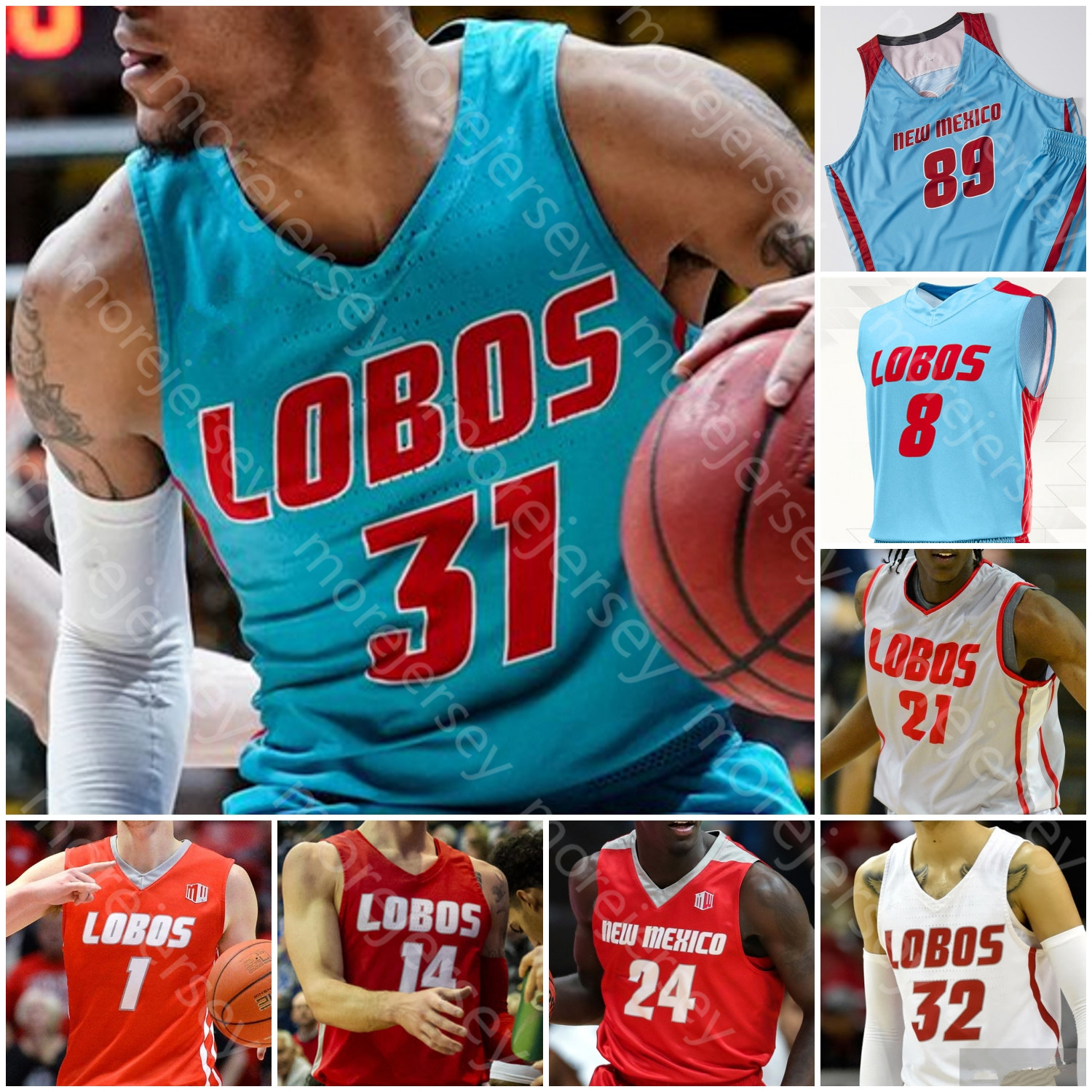 

Custom New Mexico Lobos Basketball Jersey NCAA College JaQuan Lyle Bragg Jr. Maluach Jackson Caldwell McGee Snell Granger Manigault Martin, Grey