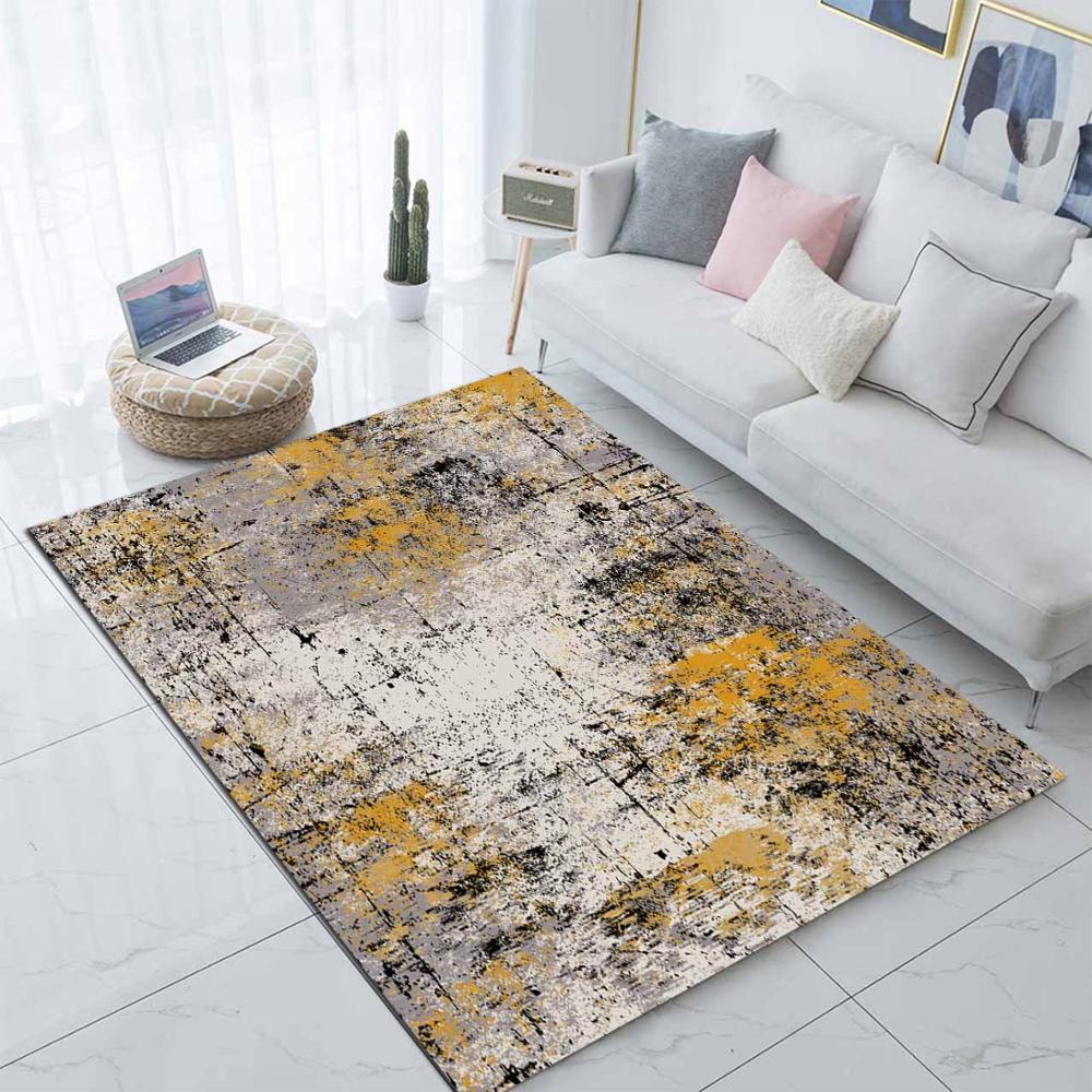 

Else Yellow Brown Watercolor Paint Splash Nordec 3d Print Non Slip Microfiber Living Room Modern Carpet Washable Area Rug Mat, As pic