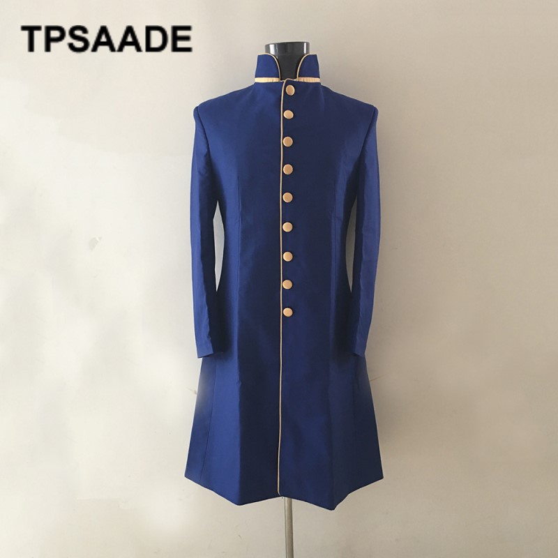 

New Brand Men's Slim Long Retro Suit Jacket Groom Wedding Dress Men's Blazer Costume Homme Long Coat For Man Without Pant, Beige