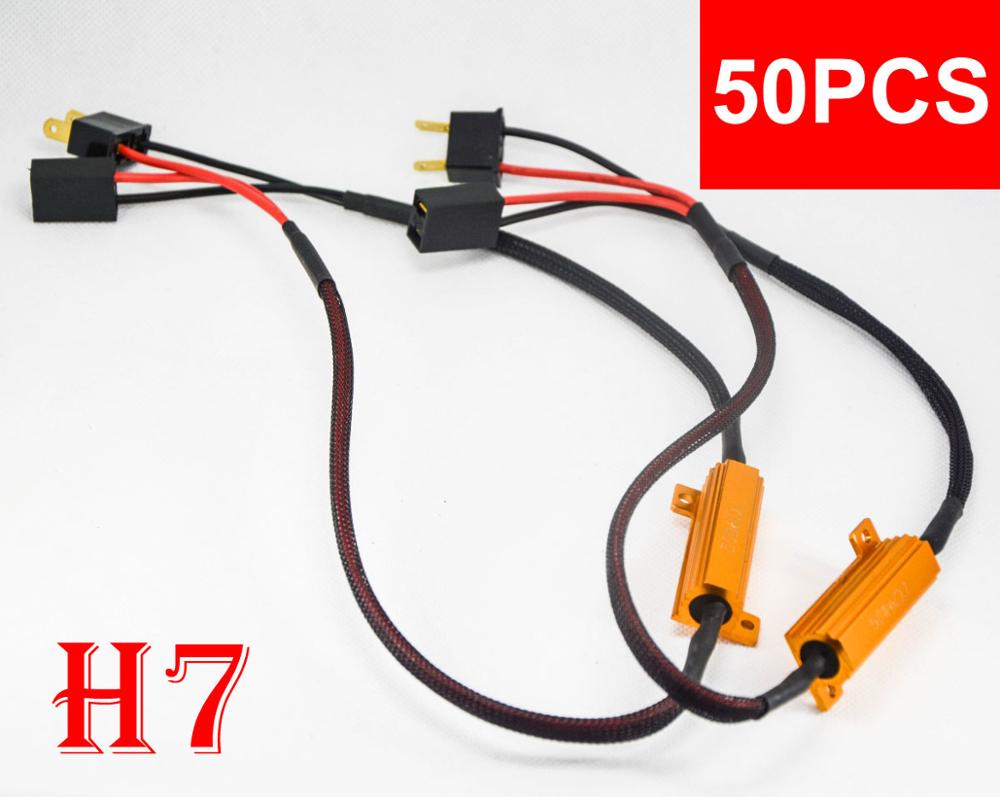 

50PCS 50W 6ohm Gold Fuse LED Headlight Canbus Error Canceler H1 H7 H8 H9 H11 9005/6 9012 Decoder Load Resistor Anti-Hyper Flash