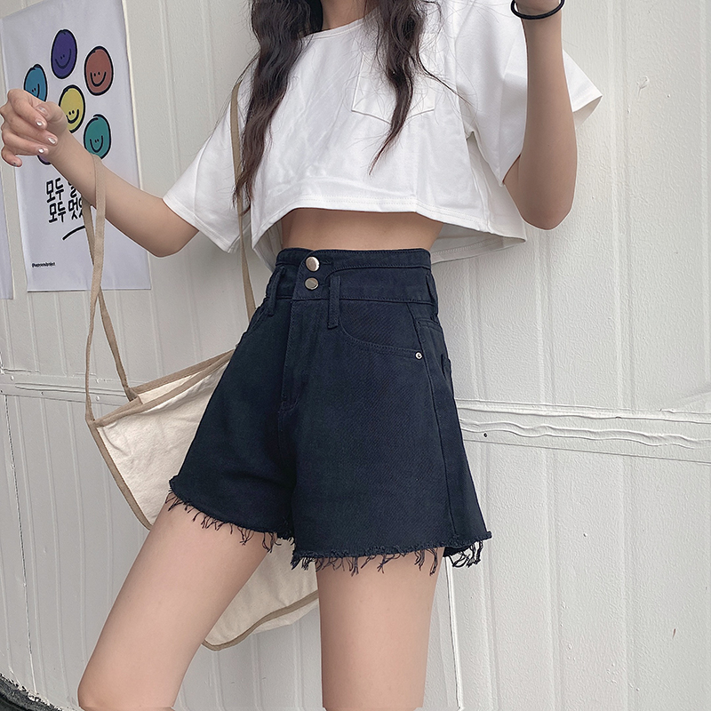 

Retro fashion women jeans summer short denim pants black jeans