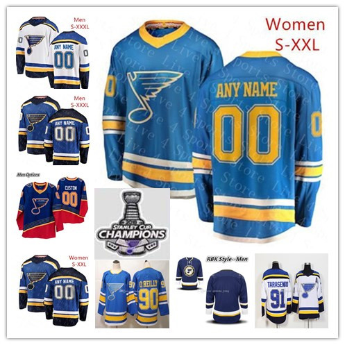 

2019 St. Louis Blues 90s Retro Hockey Vladimir Tarasenko Ryan OReilly Binnington Alex Pietrangelo Jaden Schwartz Parayko Champions Jerseys, Women-light blue