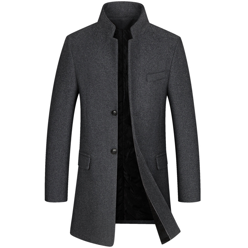 

Middle-aged Men's Woolen Overcoat Windbreaker Jacket Men's Overcoat Men Coat Winter Men Coat Winter Mens Coats MensOvercoats, Black
