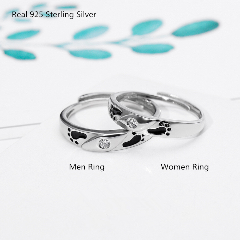 

Cluster Rings Buyee Real 925 Sterling Silver Couples Ring Sets Classical Footprint Fashion Party Engagement For Women Men Wedding Jewelry