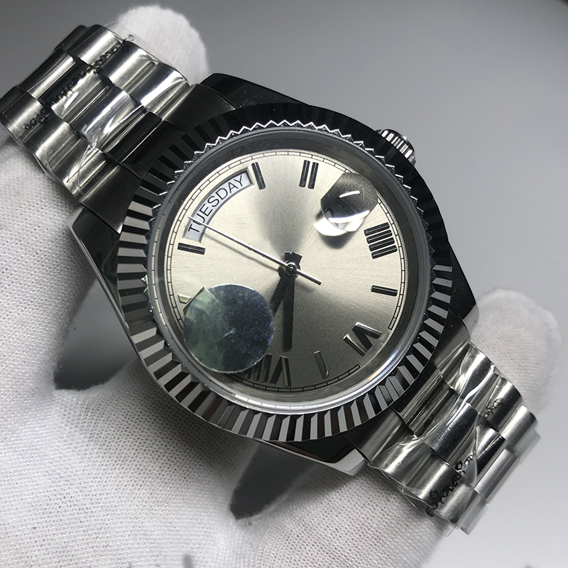 luxury mens watches top quality watch DAY DATE mechanical glide smooth 40MM mens royal oaks watch Stainless steel bezel strap Wristwatches-image-485761007