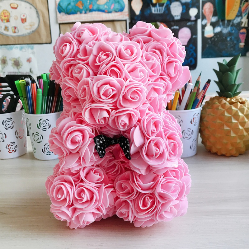 

Teddy Bear With Artificial PE Box Flower Bear Valentine's Day For Girlfriend, Pink