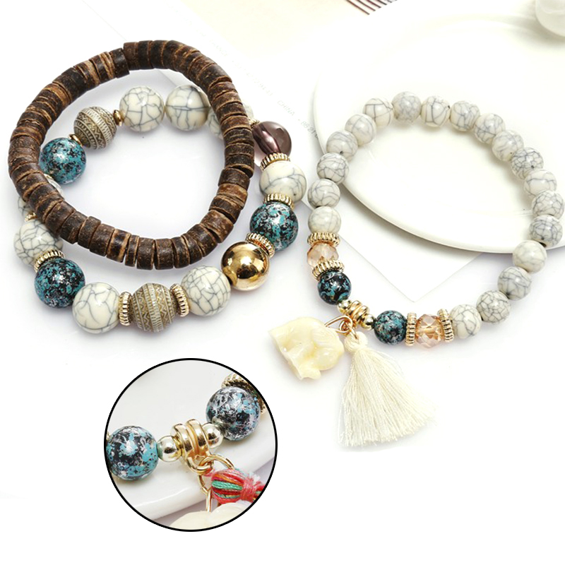

Wild Jewelry Bracelets Multi- Bead Fashion Exaggerated More Laps Pendant