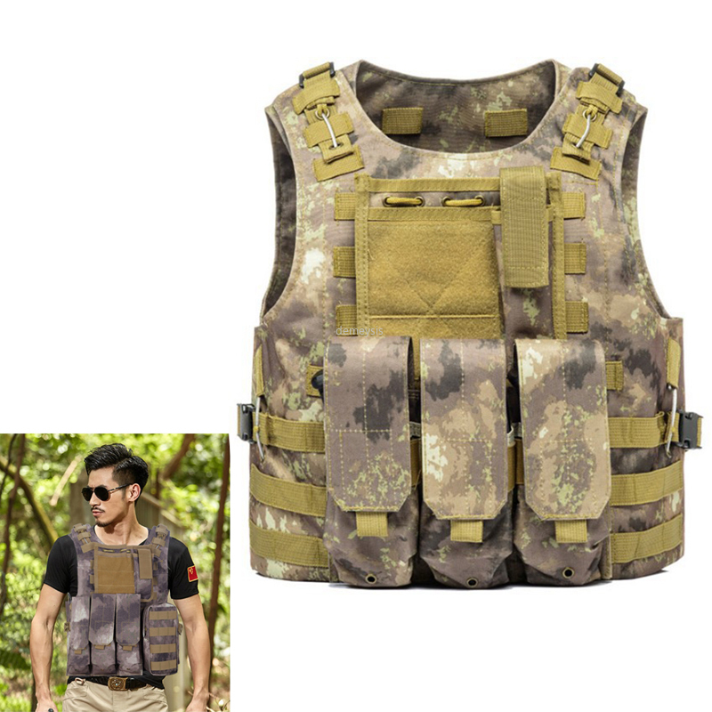 

Molle Army Combat Vest Molitary Tactical Assault Plate Carrier Vest with Pouches Adjustable Shooting Hunting, Black