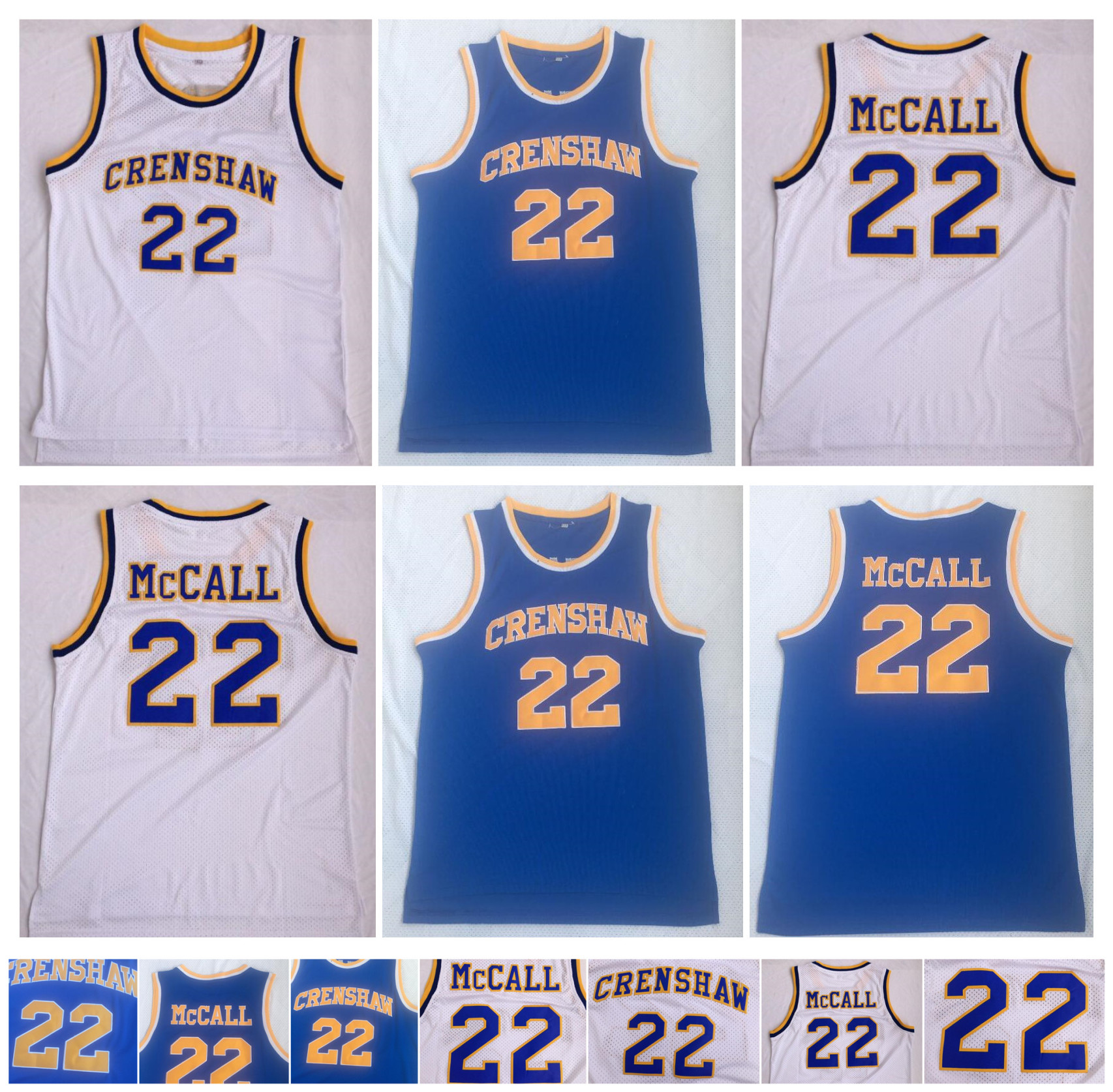 

22 Quincy McCALL Jersey Crenshaw High School Movie College Basketball Jerseys Blue White Sport Shirt Top Quality ! -XXL