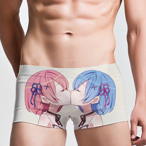

New Re zero kara hajimeru isekai seikatsu Ram Rem Anime Underwear Men's UnderPants Cartoon Gift free shipping, Color 1