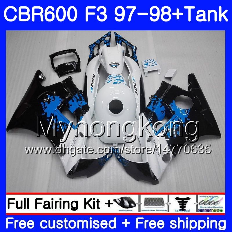 

Bodys +Tank For HONDA CBR600FS CBR 600F3 CBR 600 F3 FS 97 98 290HM.42 CBR600RR CBR600F3 Graffiti BLUE hot 1997 1998 CBR600 F3 97 98 Fairing, No. 11