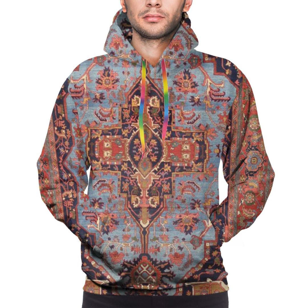 

3D Digital All Over Print Traditional Persian Isfahan Vintage Carpet Style Mens Casual Hoodie Hooded Pullover Hoody With Pocket, Show
