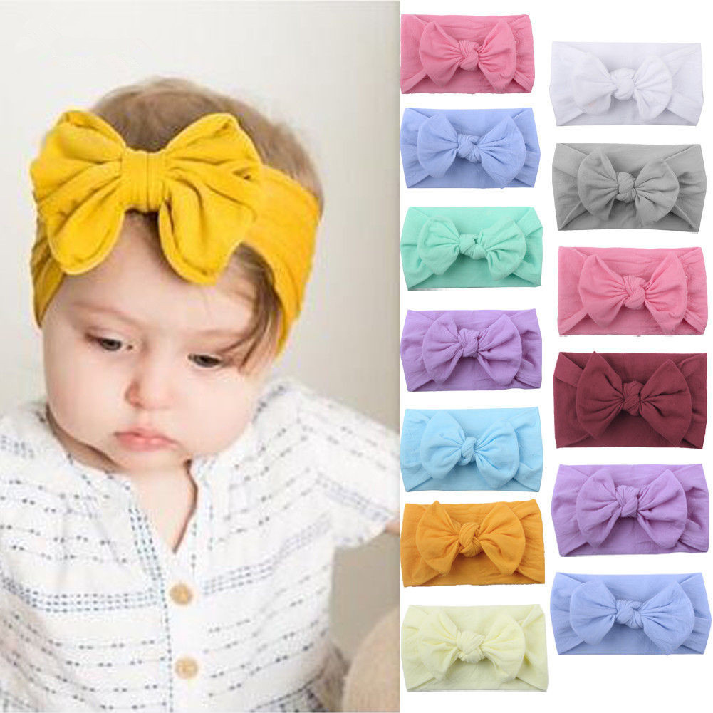 

27color Big BowKnot Newborn Baby Hair band Turban Knotted cotton Head Wrap Toddler Children headband