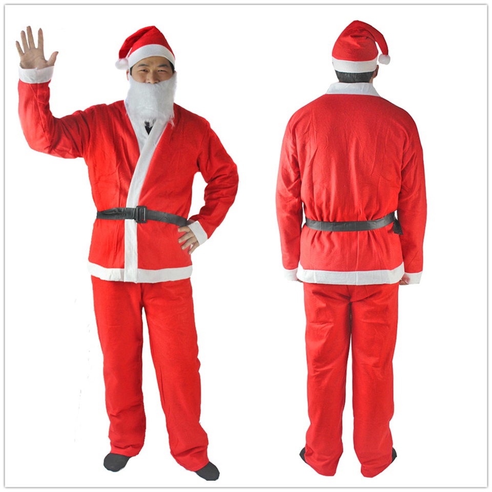 

5pcs Santa Claus suit Red Non-woven Men's Santa Claus Costume Christmas Fancy Dress Budget Outfit Suit Adult CHF-5