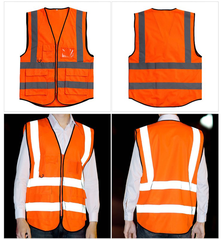 

Cycling Vests High Visibility Safety Vest Reflective Driving Jacket Night Security Waistcoat With Pockets New Orange Safety Vest, Simple design orange