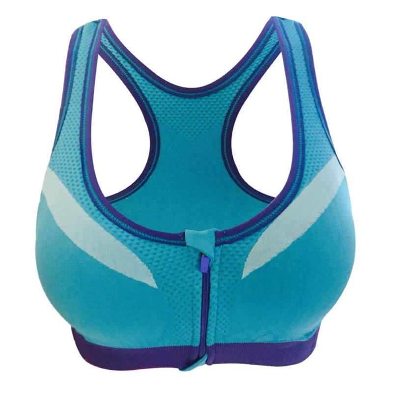 

Fitness Removable Pads Quick Dry Running Gather Yoga Breathable Sport Zip Front Nylon Women Bra Fashion Wire Free, Gray