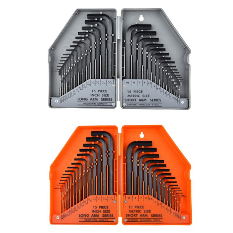 

Wrench 30-piece Allen Wrench Hex Key Industrial Grade Metric Inch Flat Head Hex Set L-type Hand Tool Kit