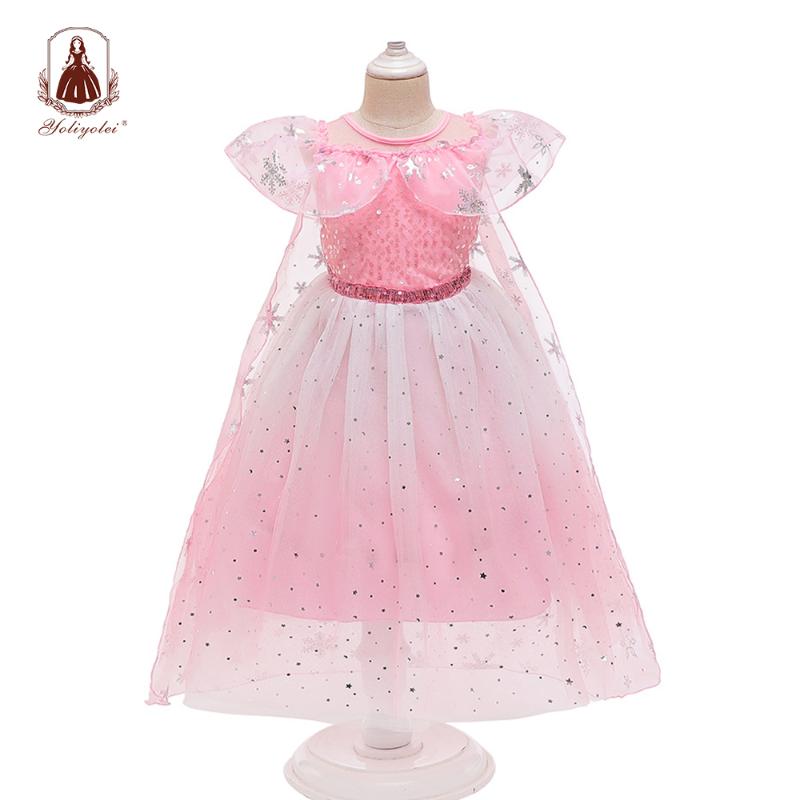 

Yoliyolei 2020 NEW Cloak Dress for Girls Princess Party Costume Kids Cosplay Outfit Halloween Disguise Children Clothing, Blue